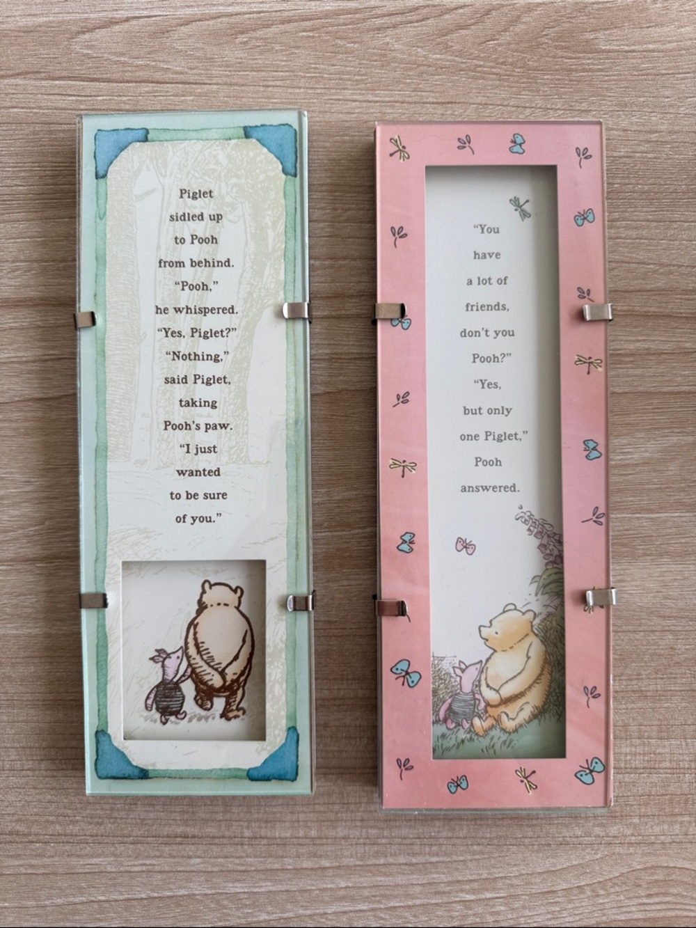 Vintage Disney Classic Pooh & Piglet Bookmark Set – Quote Frame Style